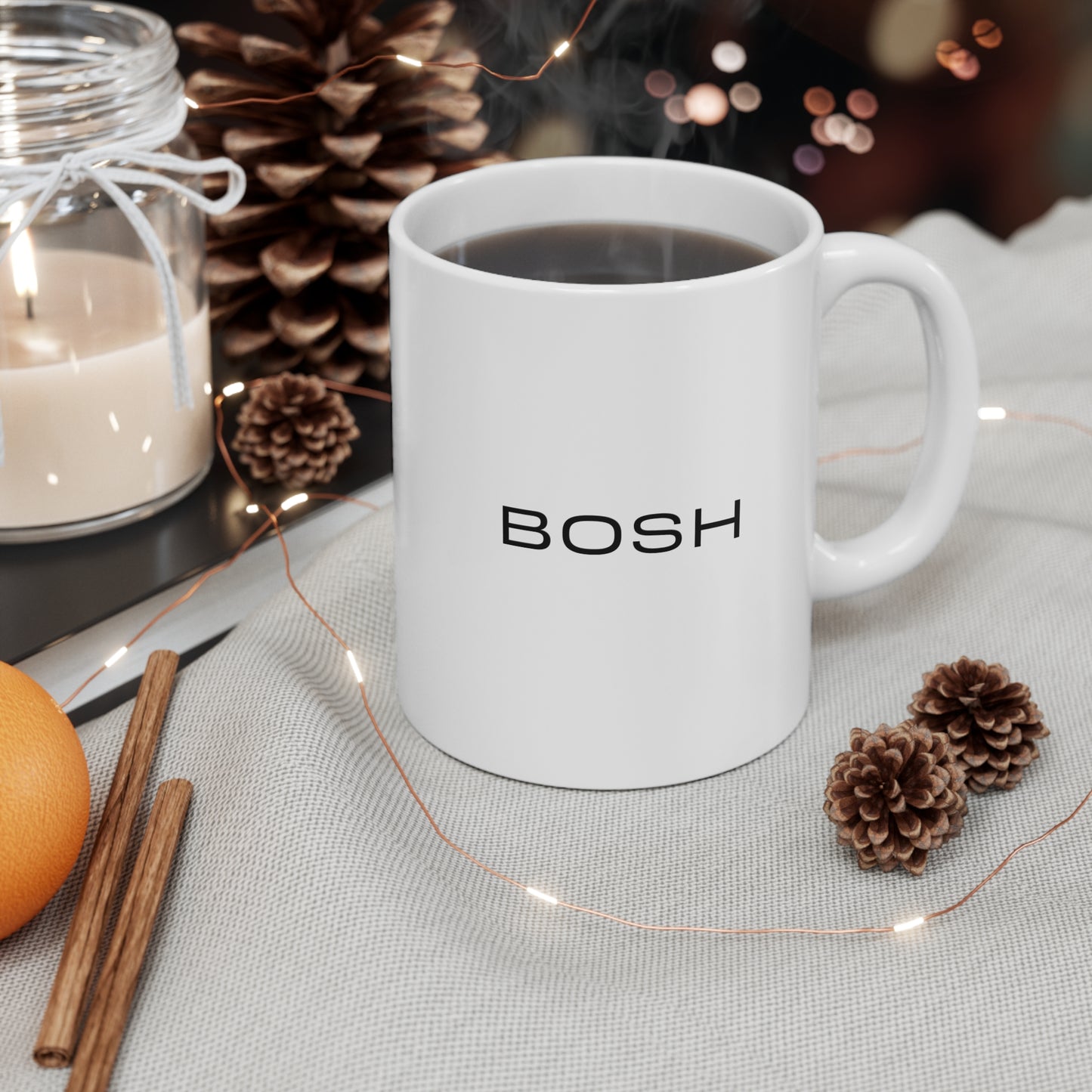 BOSH - White Ceramic Mug, 11oz